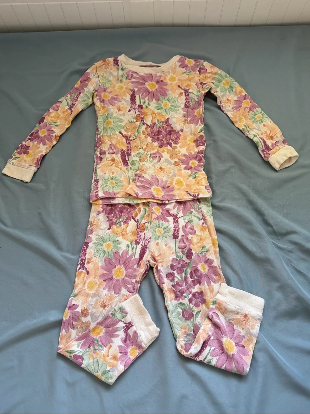 Burt’s Bees Baby: Kids Floral Cotton Pajama Set — Pastel Purple & Yellow